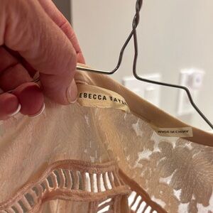 Rebecca Taylor Sheer Lace Chemise in Cream